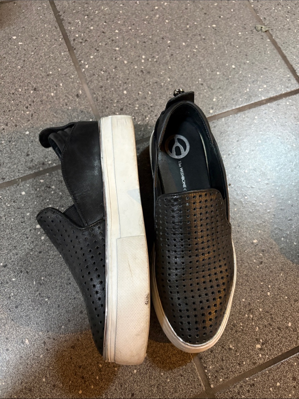 The Wishbone Collection Perforated Black Slip-On Loafers